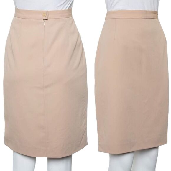 NWT MaxMara Beige Blush Wool Knee Length Pencil Skirt Size 6 Luxury Designer - Picture 12 of 12